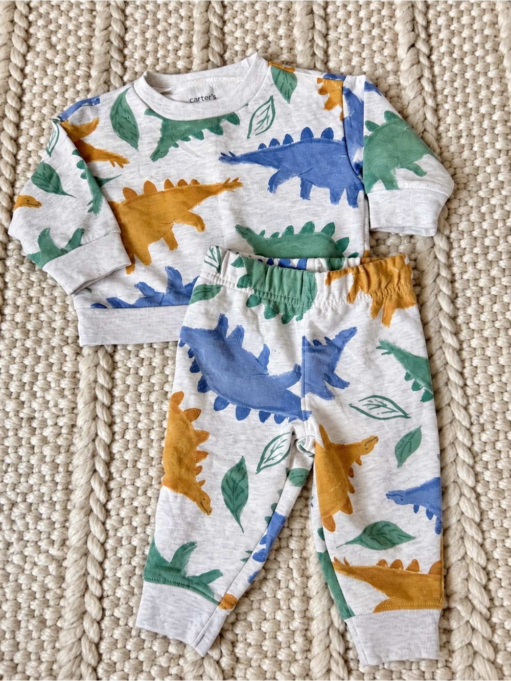 Carter's Dinosaur Pajama Set in Blue, Green & Gold Tones